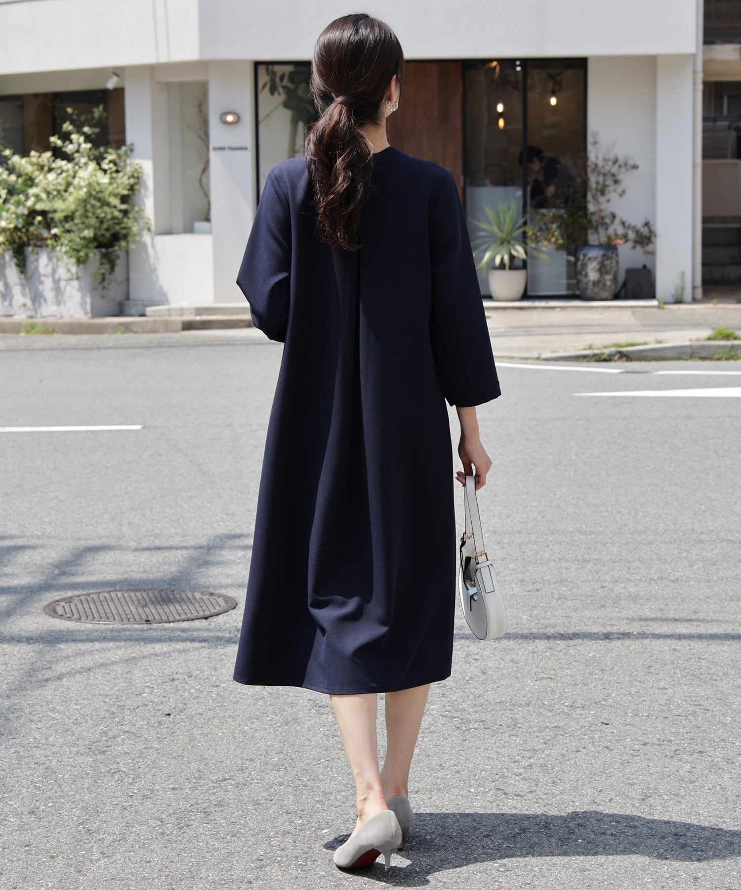 ドレスプラス DRESS+ 品さ際立つ前後2wayフォーマルワンピース （ネイビー） ネイビー