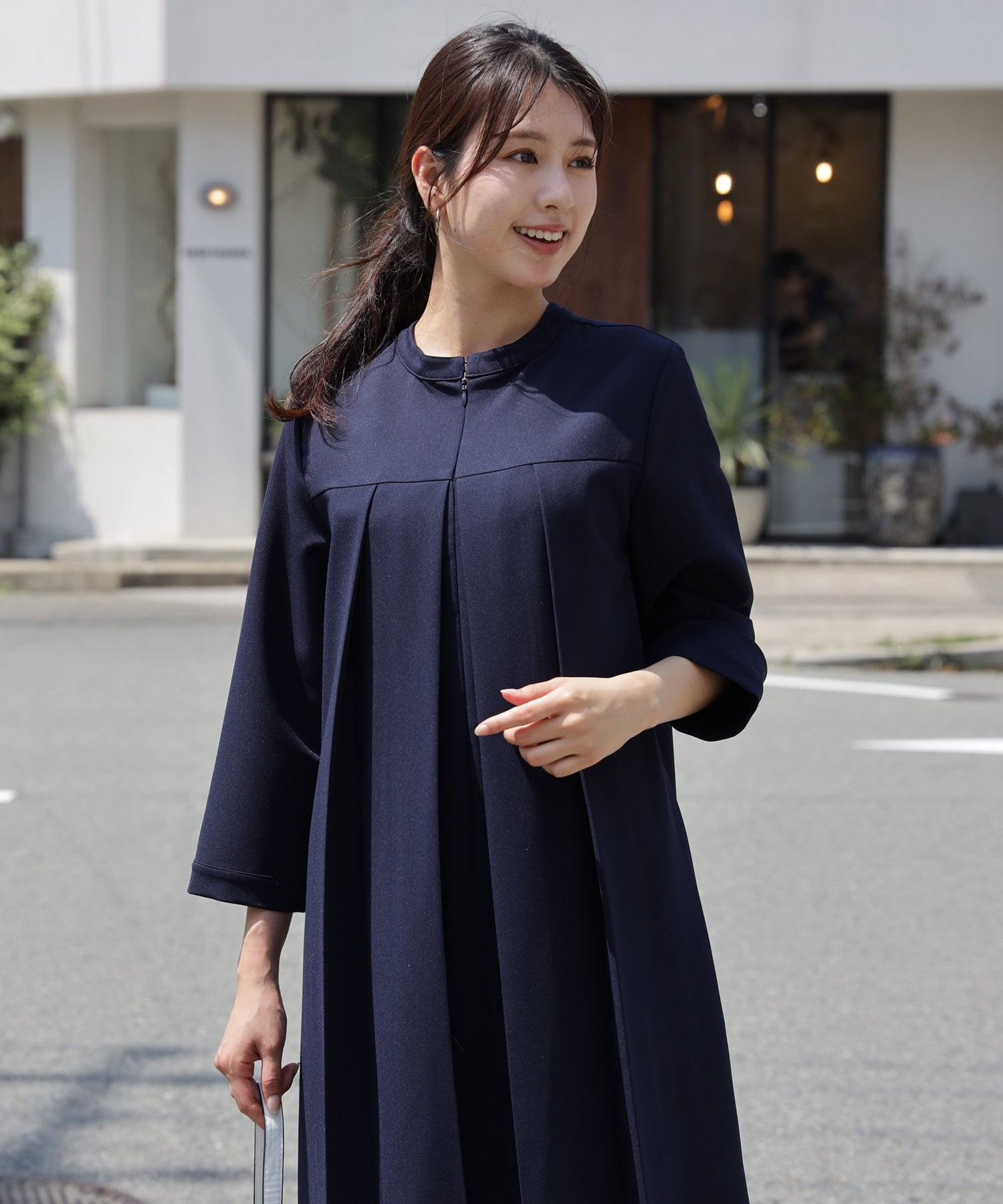 ドレスプラス DRESS+ 品さ際立つ前後2wayフォーマルワンピース （ネイビー） ネイビー