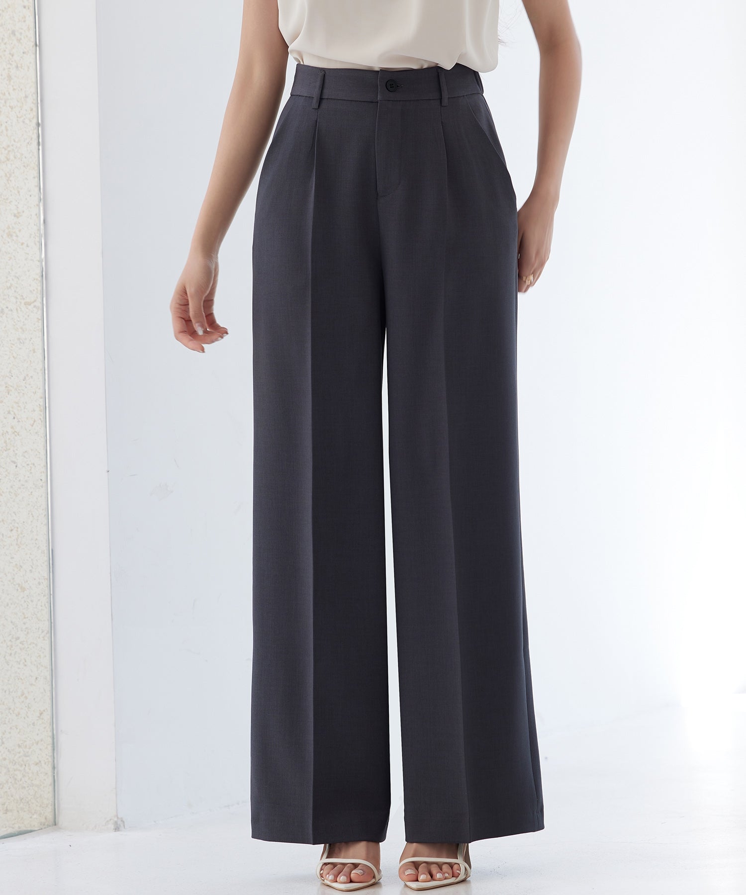 ドレスプラス DRESS+ パンツ ボトムス スラックス レディース （チャコール） チャコール