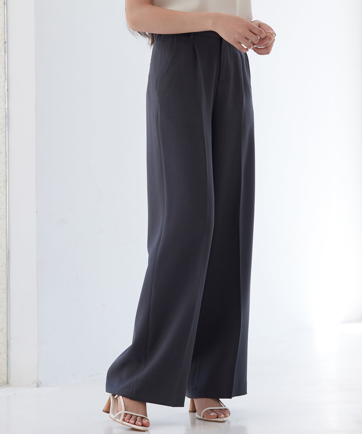 ドレスプラス DRESS+ パンツ ボトムス スラックス レディース （チャコール） チャコール