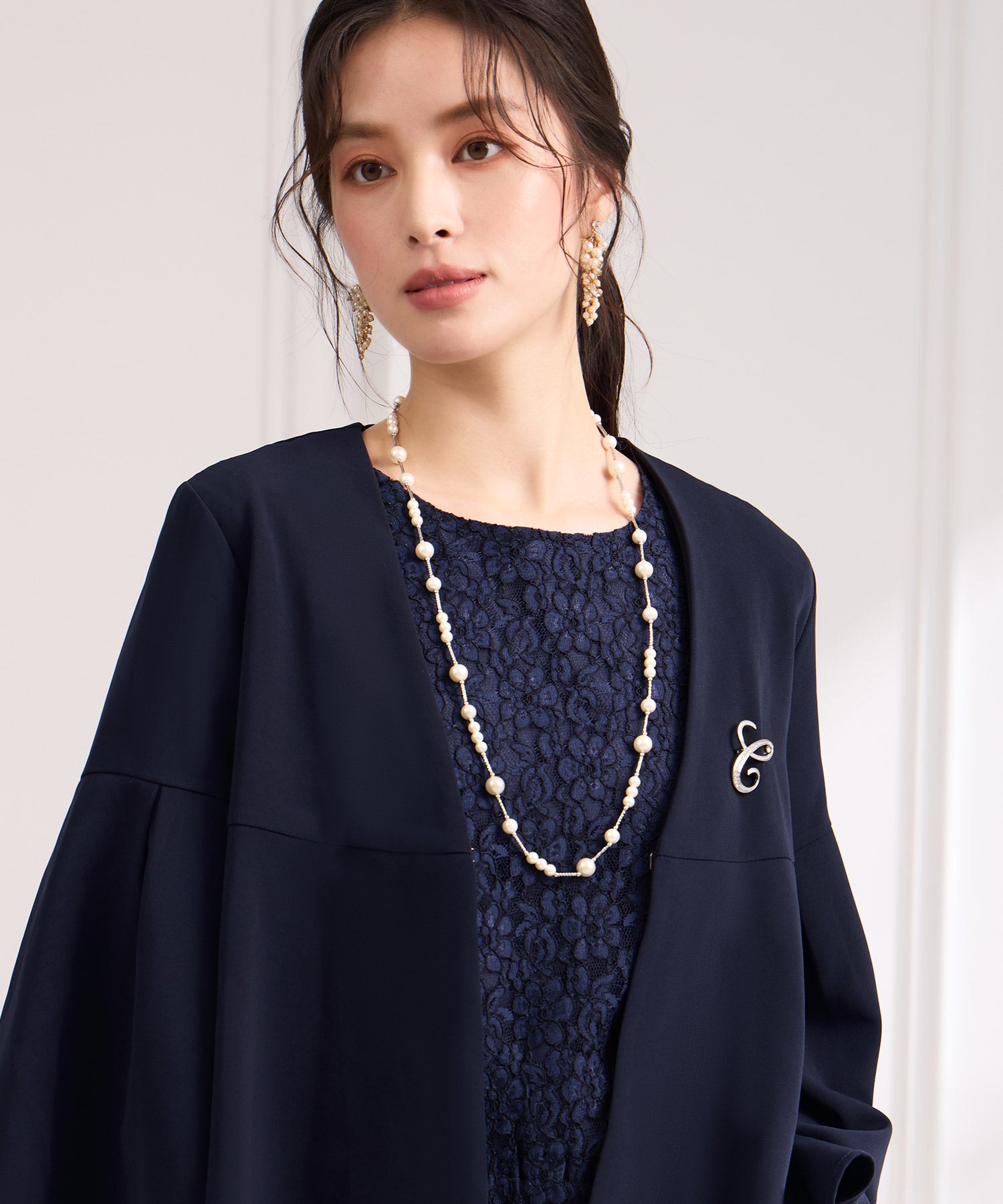 ドレスプラス DRESS+ 2連でアレンジ自在なロングパールネックレス （ホワイト） ホワイト