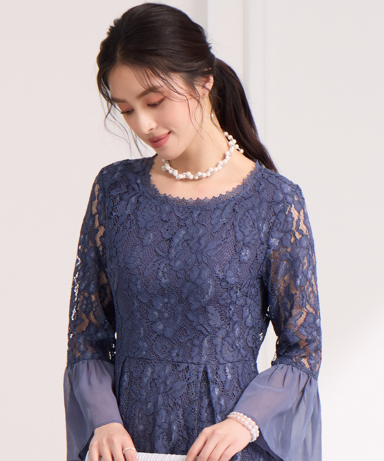 ドレスプラス DRESS+ 一連二連で印象自在なパールネックレス （ホワイト） ホワイト