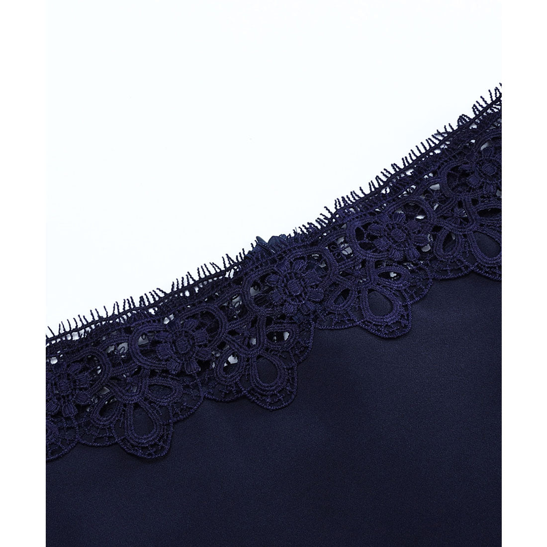 ドレスプラス DRESS+ レース7分袖＆デコルテ刺繍ワンピースドレス・結婚式ワンピース・お呼ばれパーティードレス