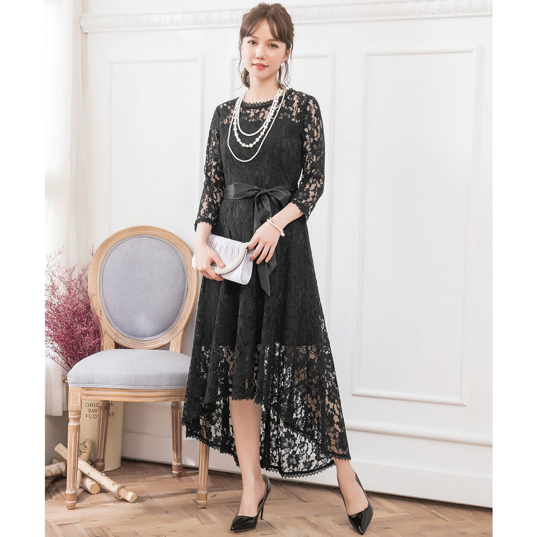 ドレスプラス DRESS+ 総レースワンピースドレス・結婚式ワンピース・お呼ばれパーティードレス