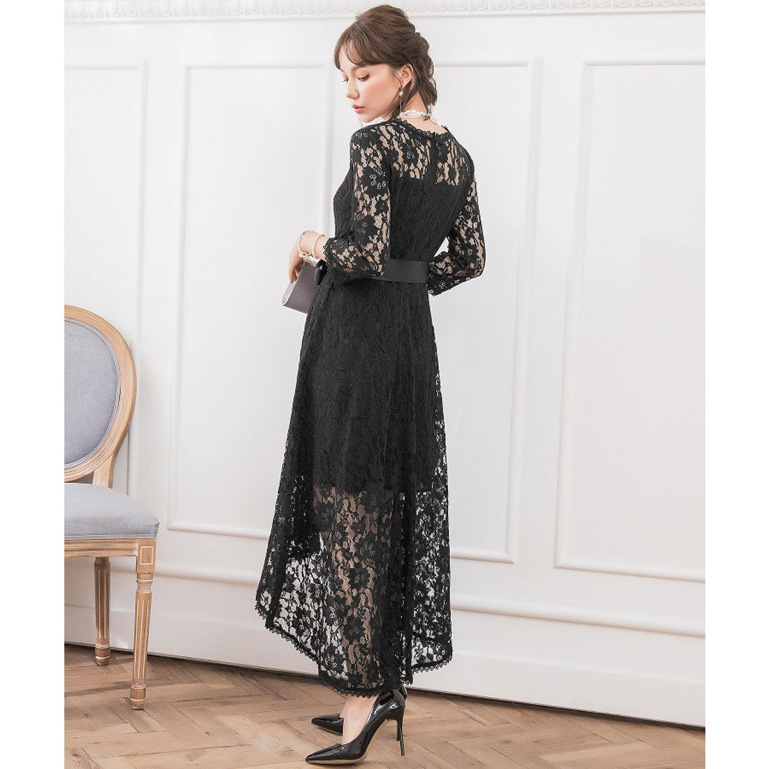 ドレスプラス DRESS+ 総レースワンピースドレス・結婚式ワンピース・お呼ばれパーティードレス