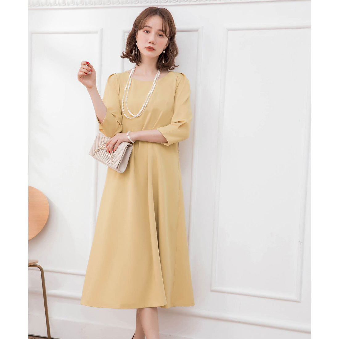 ドレスプラス DRESS+ フレアロング丈結婚式ワンピース