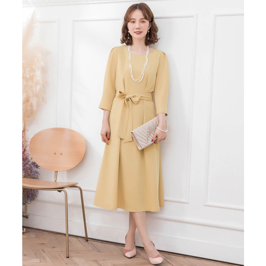 ドレスプラス DRESS+ フレアロング丈結婚式ワンピース