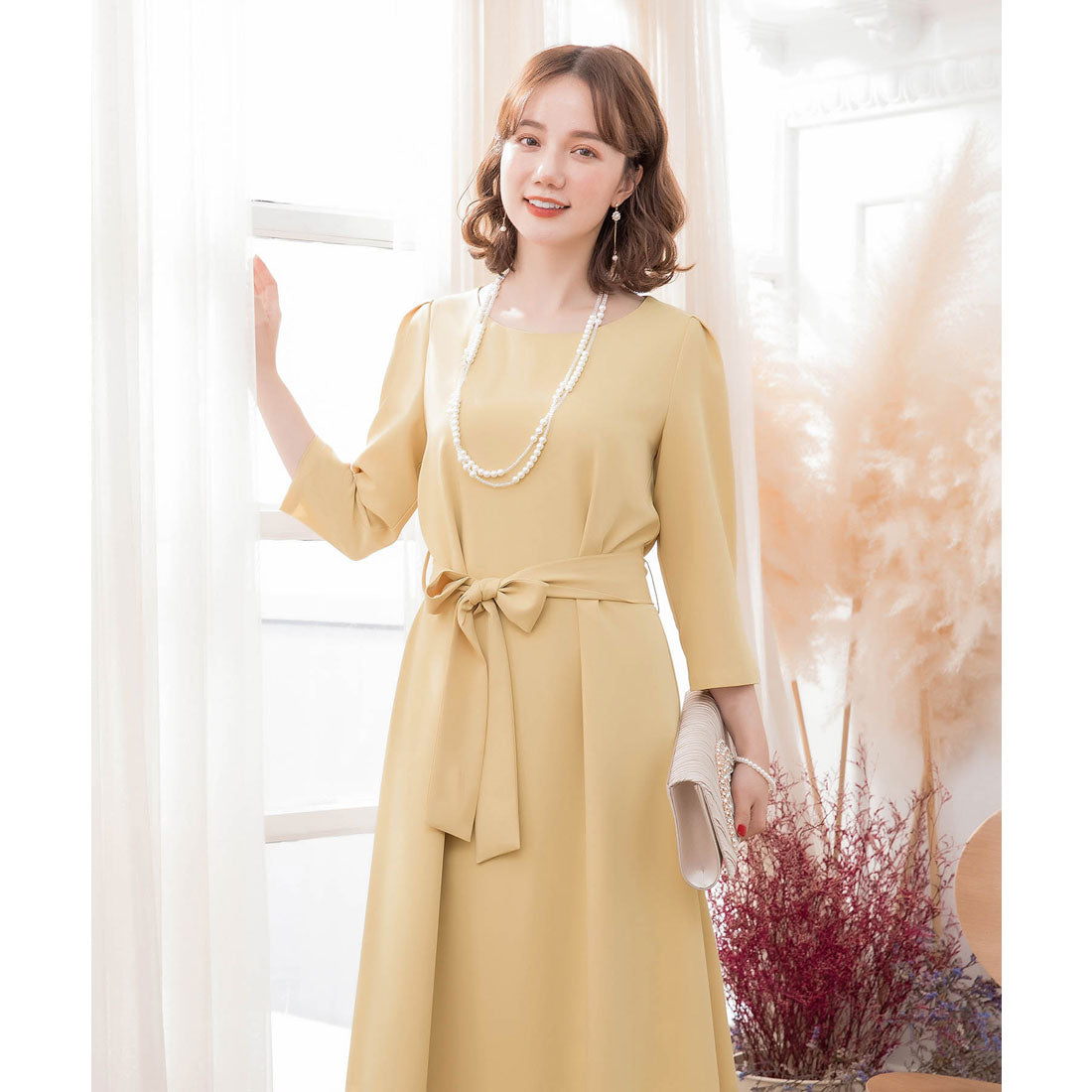 ドレスプラス DRESS+ フレアロング丈結婚式ワンピース
