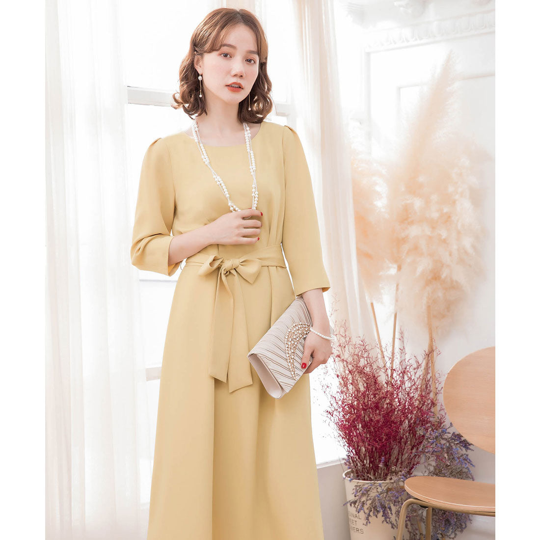 ドレスプラス DRESS+ フレアロング丈結婚式ワンピース