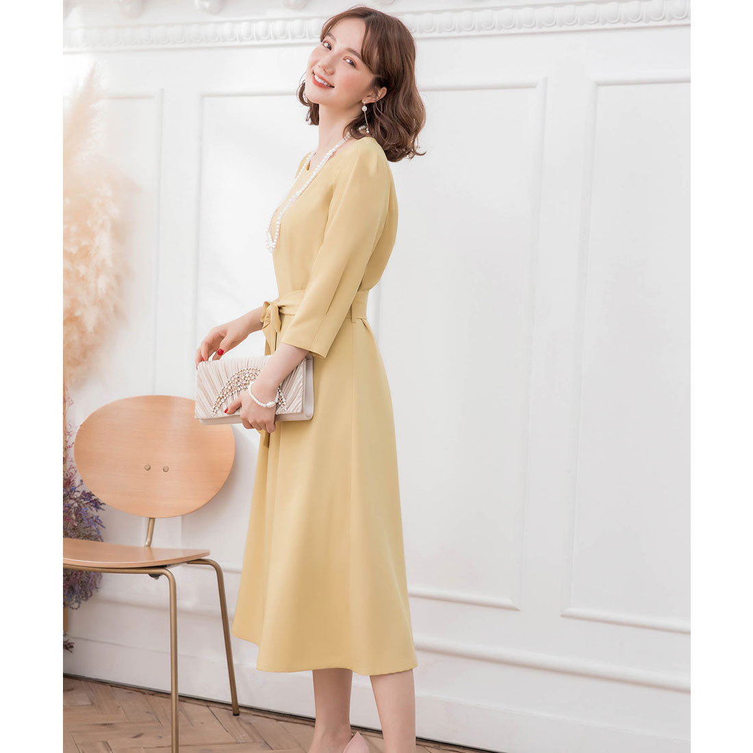 ドレスプラス DRESS+ フレアロング丈結婚式ワンピース