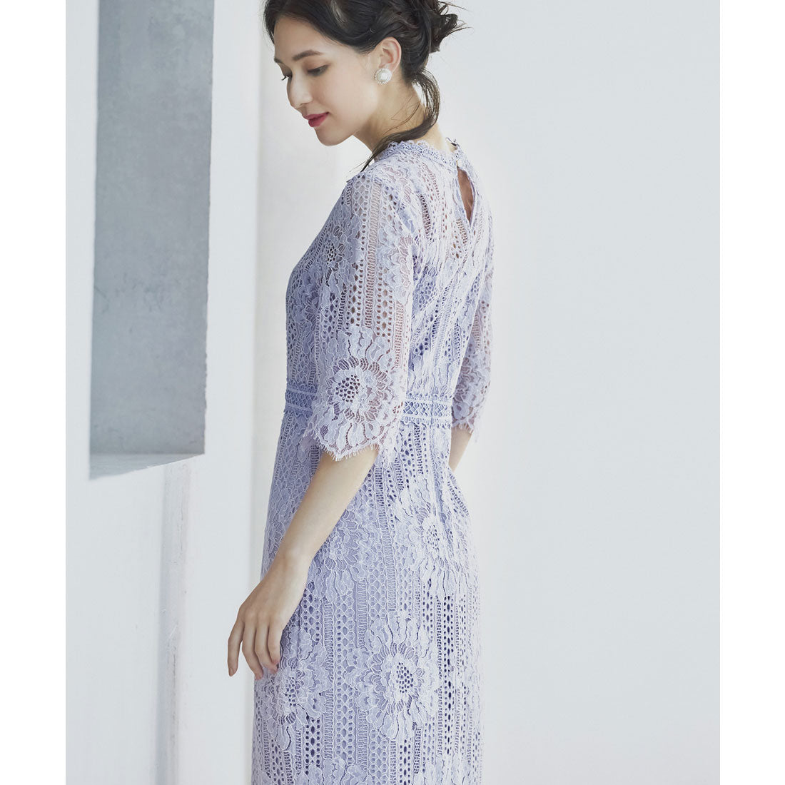 ドレスプラス DRESS+ タイトシルエットのミモレ丈ワンピースドレス パーティードレス 結婚式