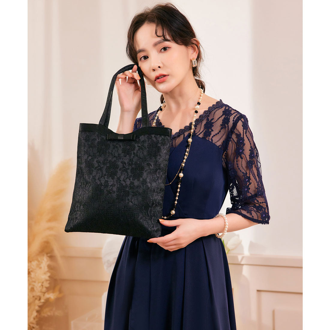 ドレスプラス DRESS+ パーティーバッグ 結婚式 入学式 バッグ サブバッグ,ブラック