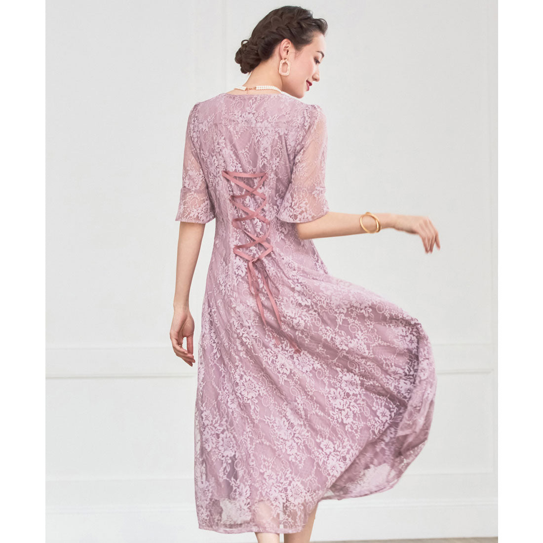 DRESS+ Dress One-piece Long Gown Lace Wedding Party Dress