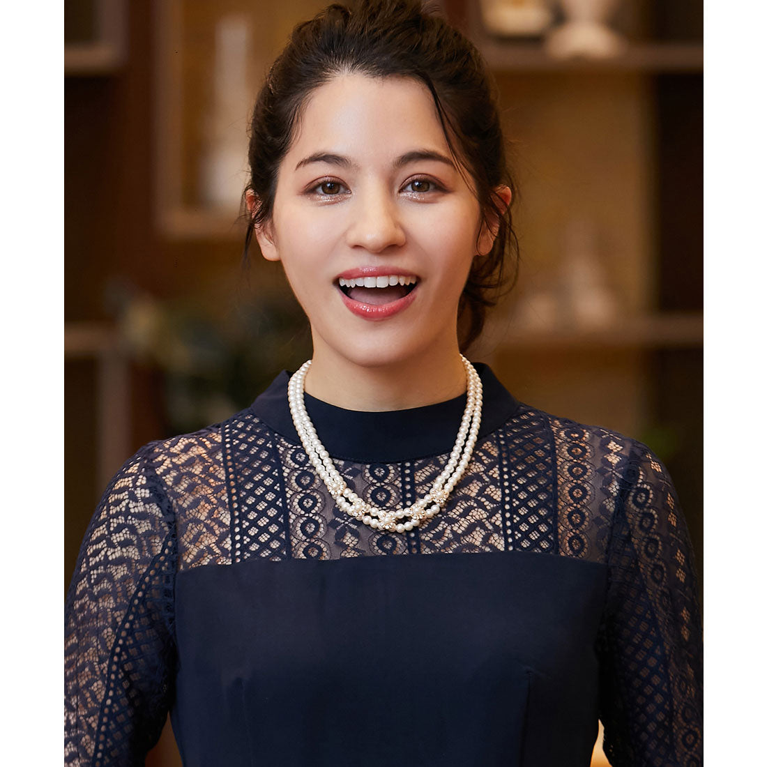DRESS+ 2-strand fake pearl necklace with beading