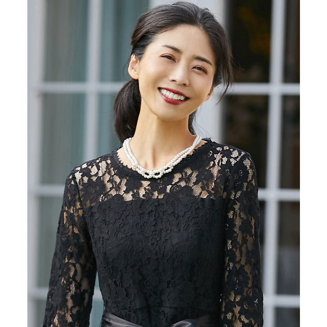 DRESS+ 2-strand fake pearl necklace with beading