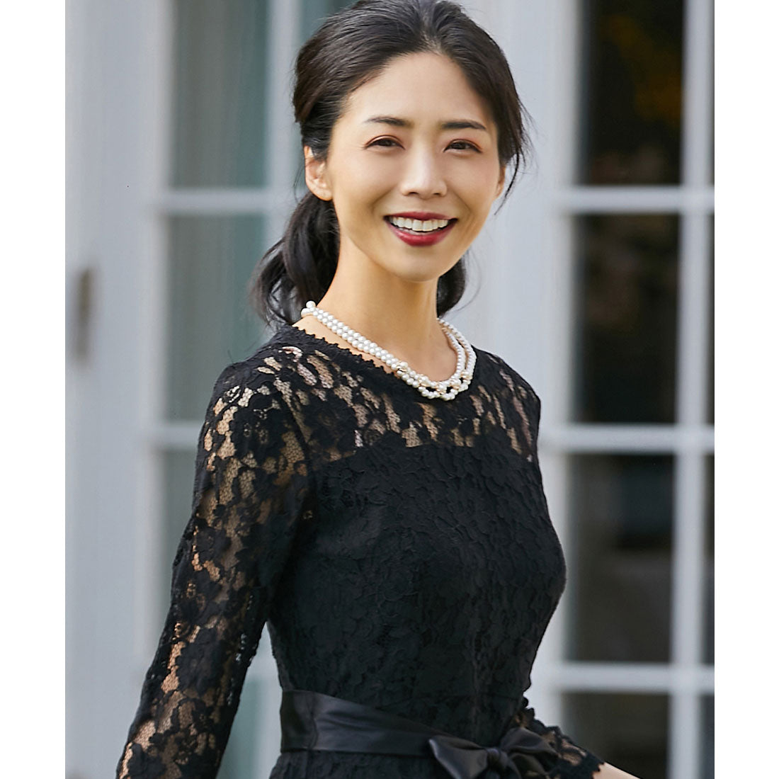 DRESS+ 2-strand fake pearl necklace with beading