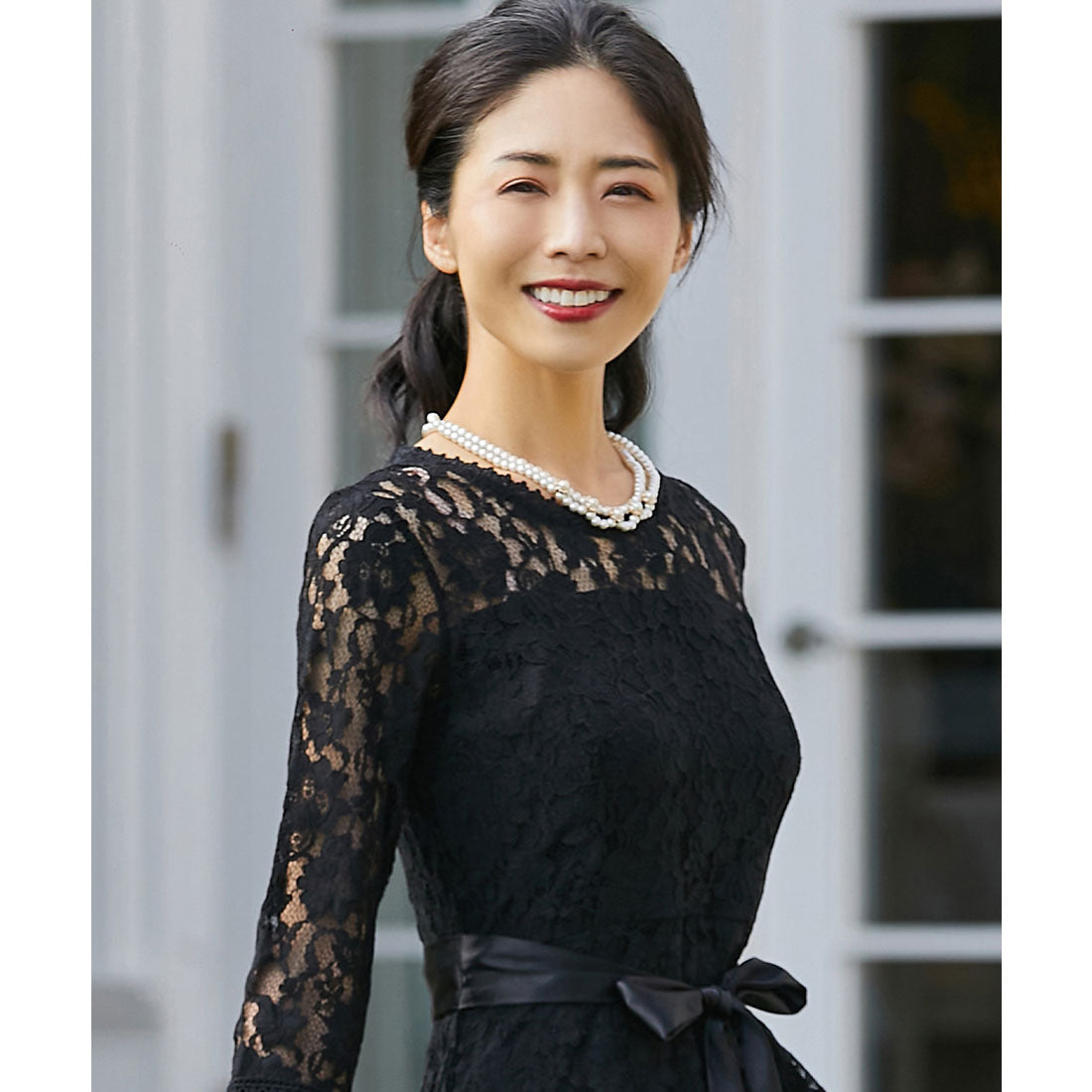 DRESS+ 2-strand fake pearl necklace with beading