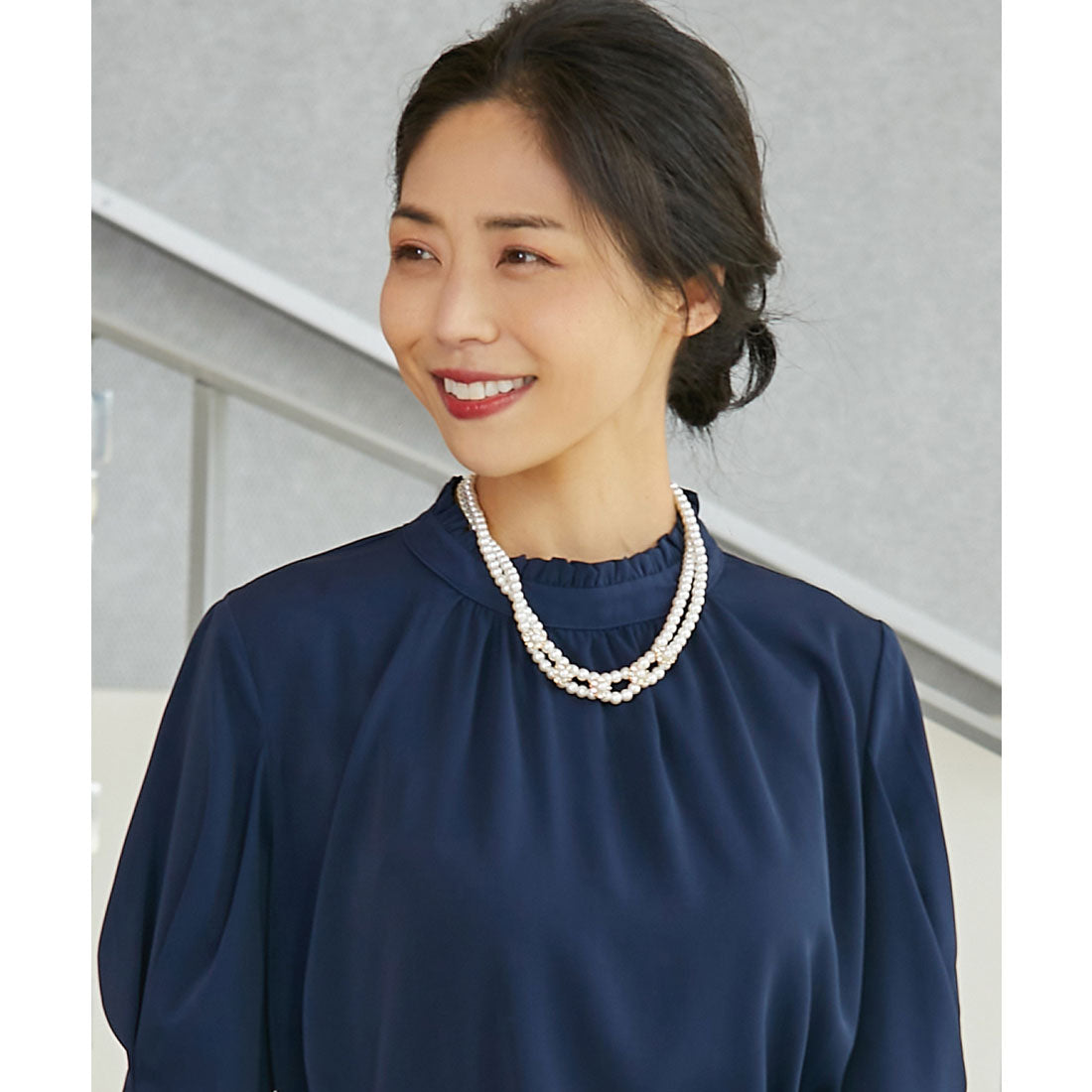 DRESS+ 2-strand fake pearl necklace with beading