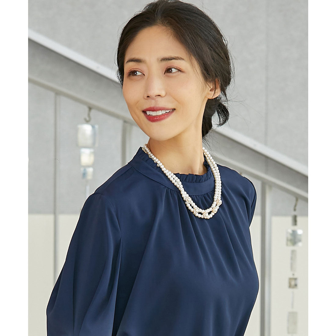 DRESS+ 2-strand fake pearl necklace with beading