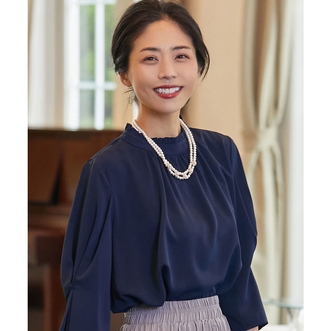 DRESS+ 2-strand fake pearl necklace with beading