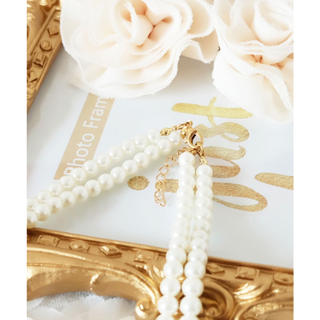 DRESS+ 2-strand fake pearl necklace with beading