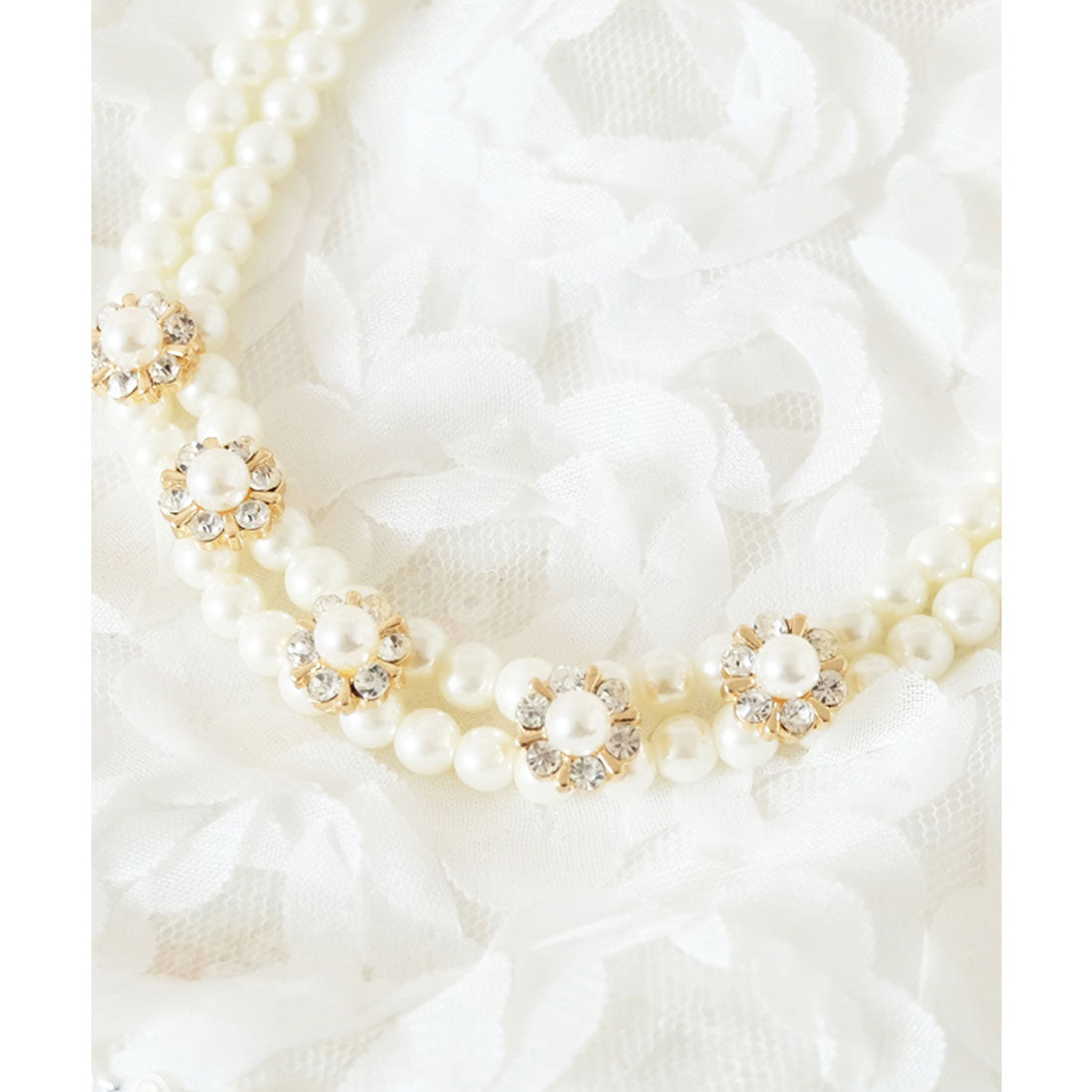 DRESS+ 2-strand fake pearl necklace with beading