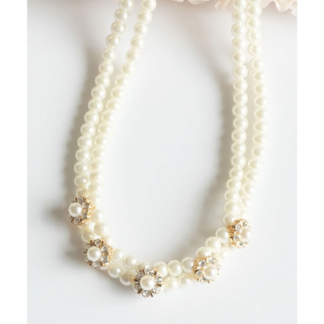 DRESS+ 2-strand fake pearl necklace with beading