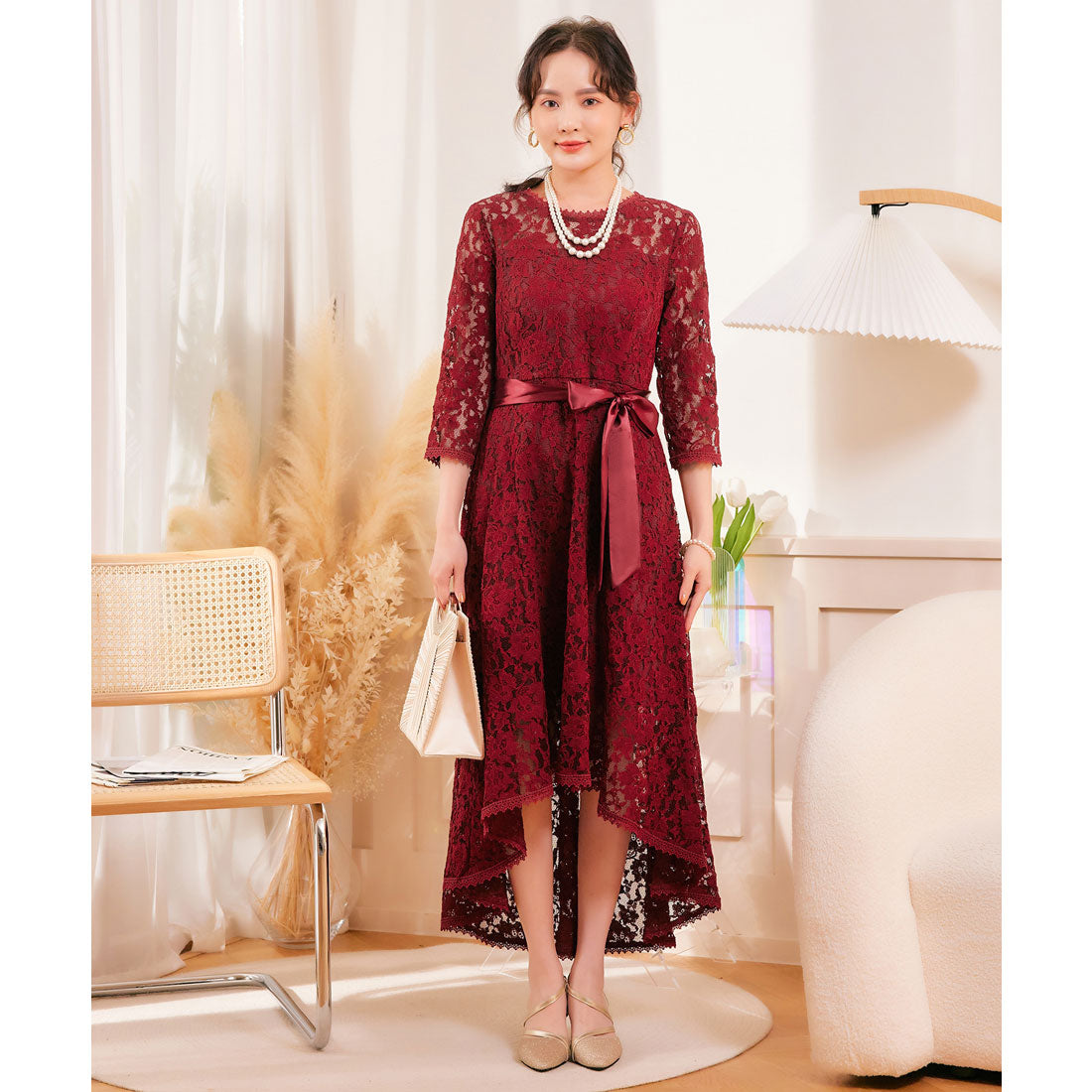 ドレスプラス DRESS+ 総レースワンピースドレス・結婚式ワンピース・お呼ばれパーティードレス