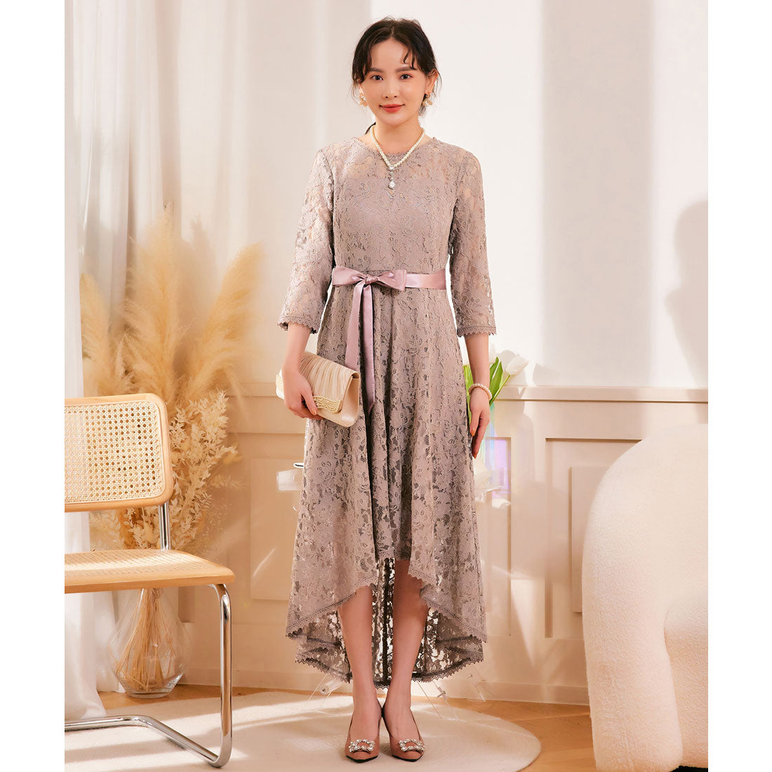 ドレスプラス DRESS+ 総レースワンピースドレス・結婚式ワンピース・お呼ばれパーティードレス