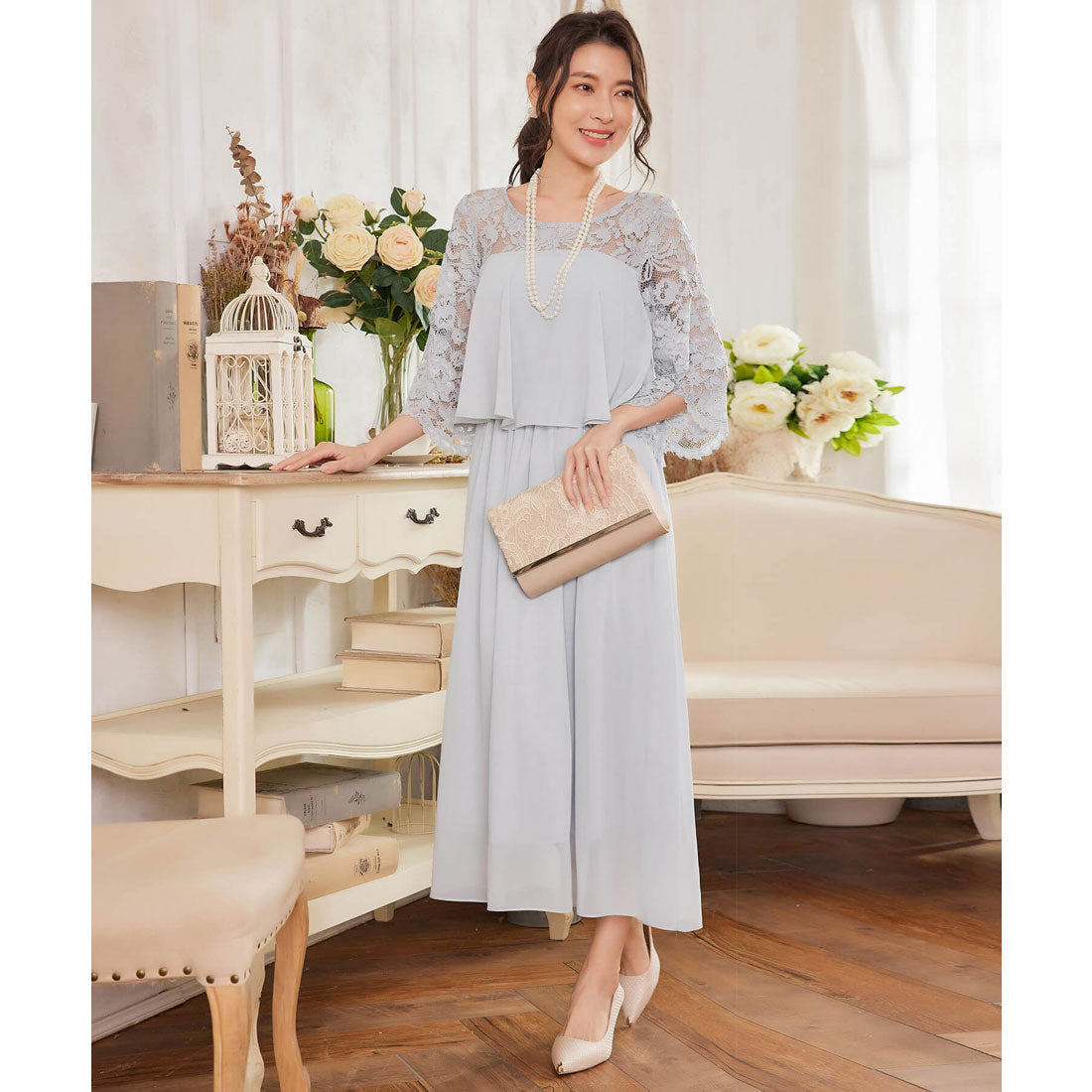 ドレスプラス DRESS+ パーティードレス ワンピース レース 披露宴 結婚式 フォーマル