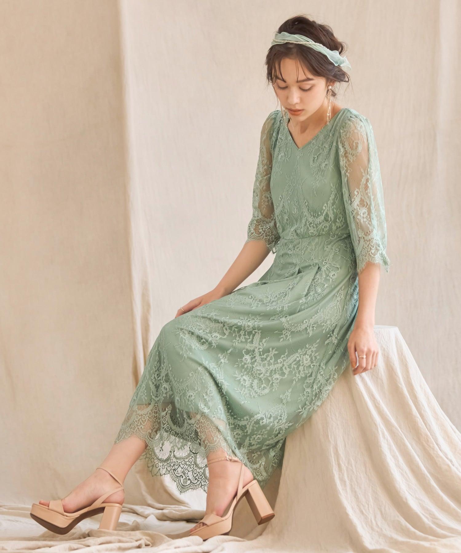 slim fit dress slacks DRESS+ One-piece dress, all-lace, A-line, midi length, wedding, recept