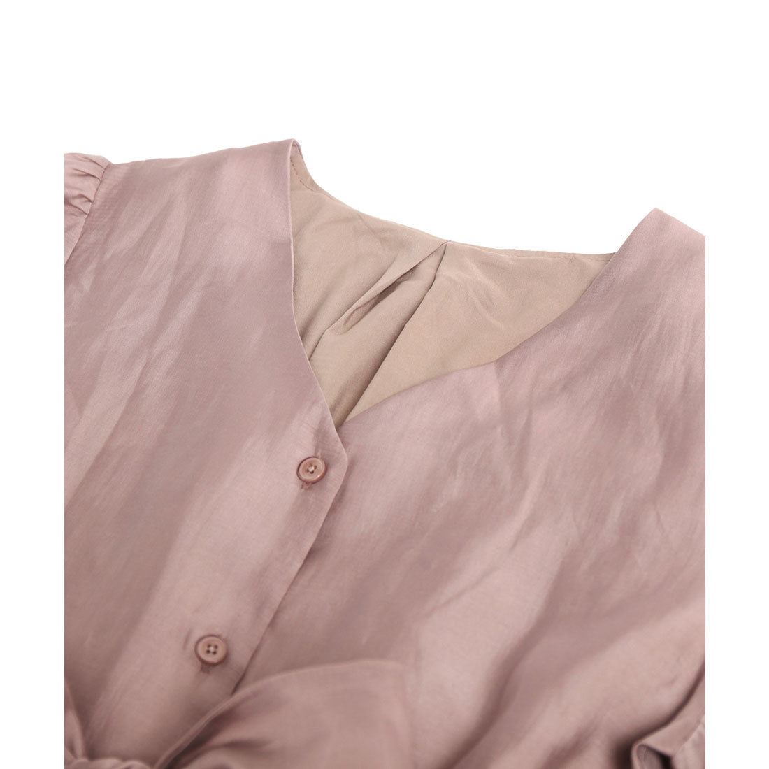 DRESS+ Blouse Long Sleeve Sheer V-neck Peplum