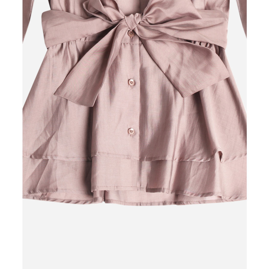 DRESS+ Blouse Long Sleeve Sheer V-neck Peplum