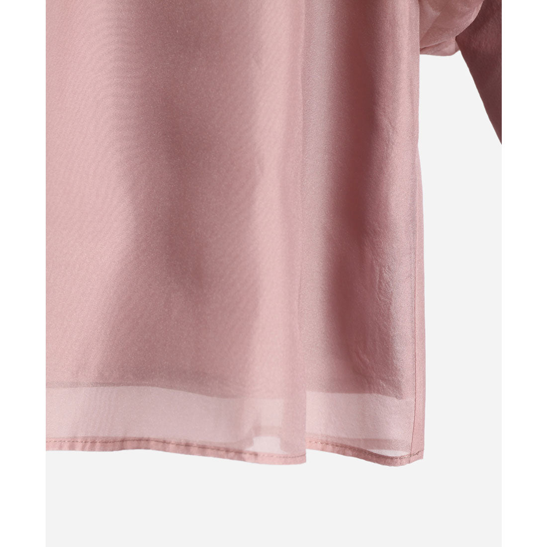 ドレスプラス DRESS+ ブラウス リボンカラー 七分袖 シアー素材 裏地付き （スモークピンク） スモークピンク