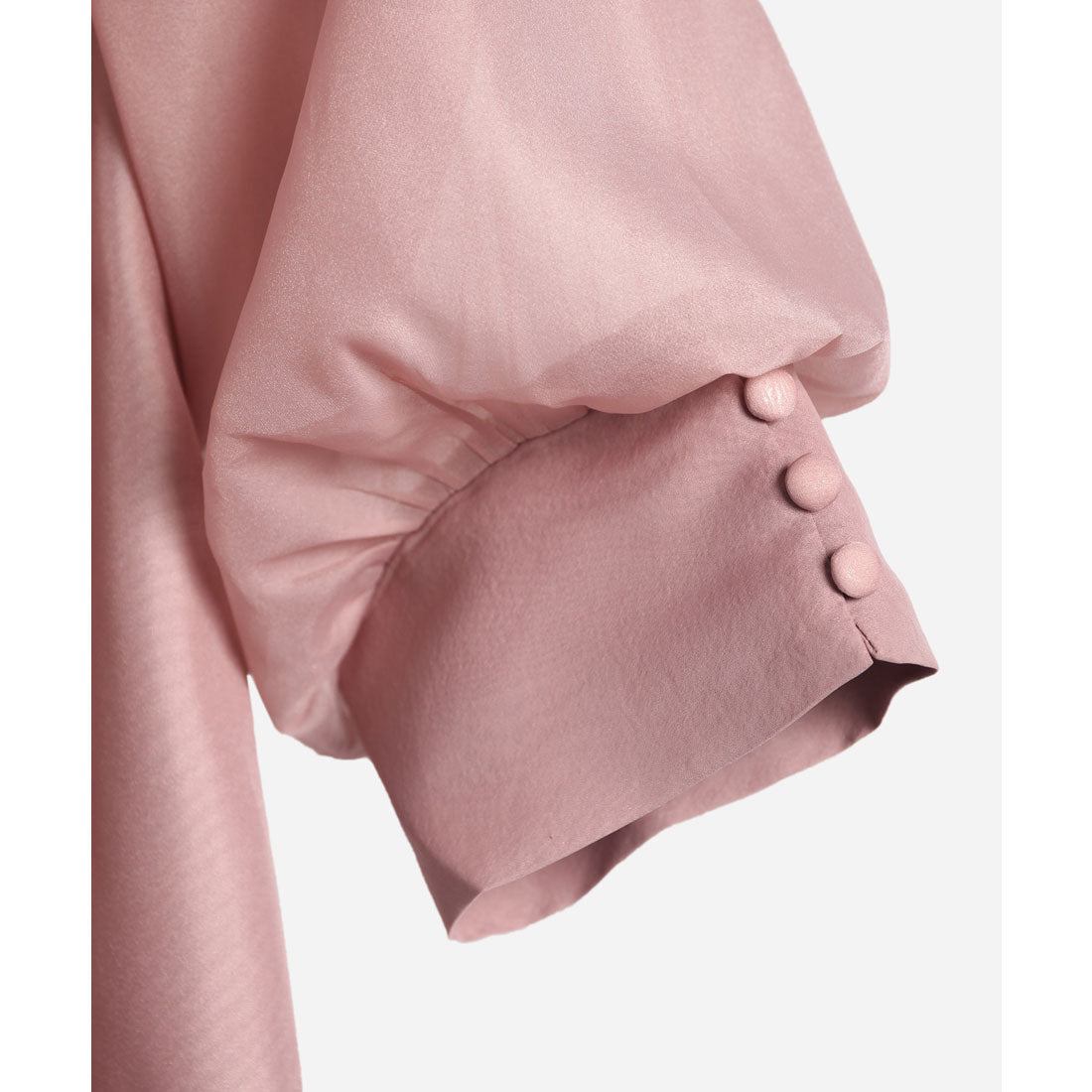 ドレスプラス DRESS+ ブラウス リボンカラー 七分袖 シアー素材 裏地付き （スモークピンク） スモークピンク