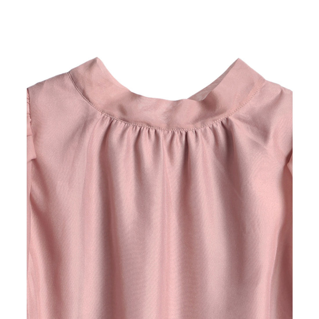 ドレスプラス DRESS+ ブラウス リボンカラー 七分袖 シアー素材 裏地付き （スモークピンク） スモークピンク