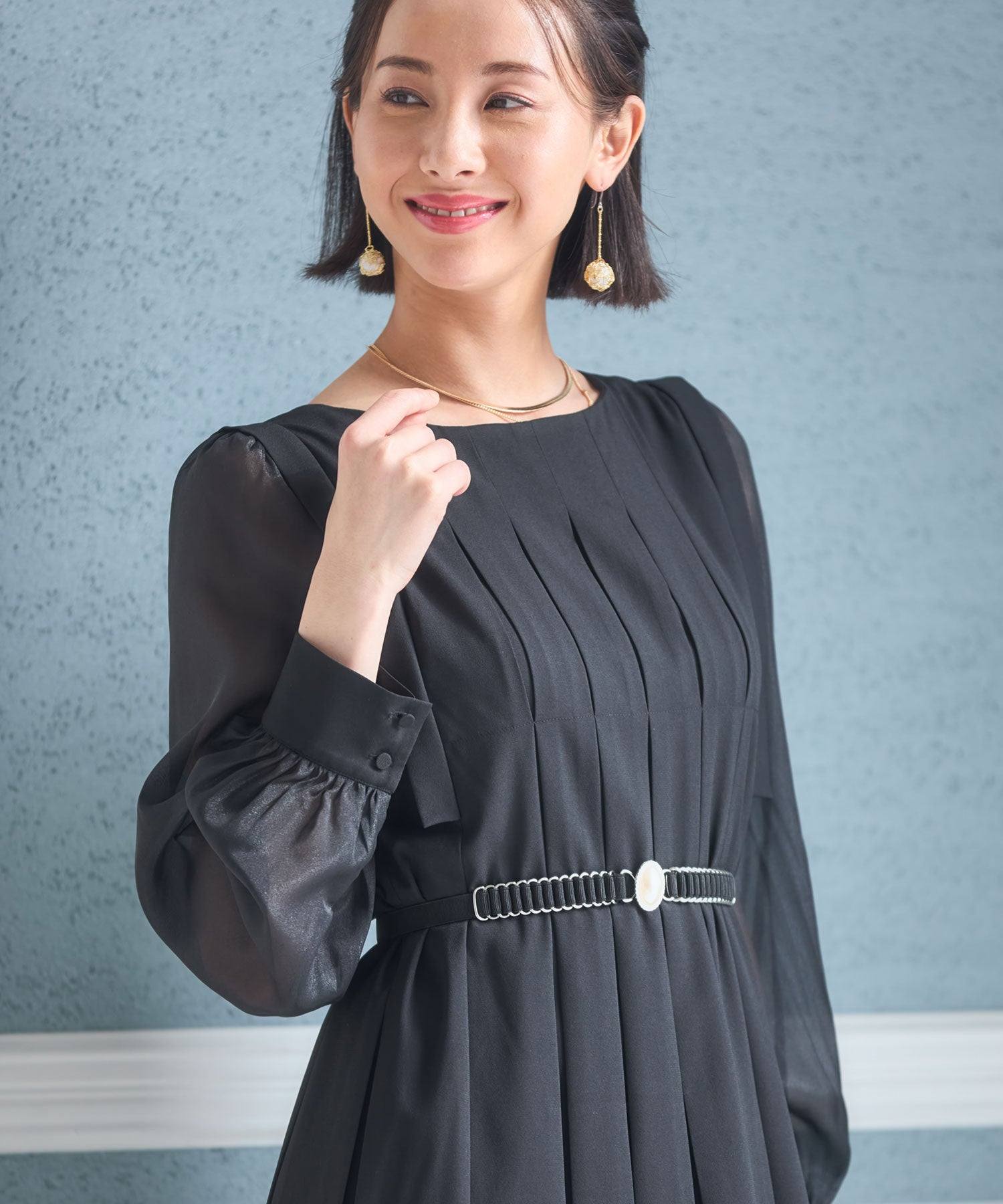 DRESS+ One-piece dress, pleated, I-line, mid-calf length