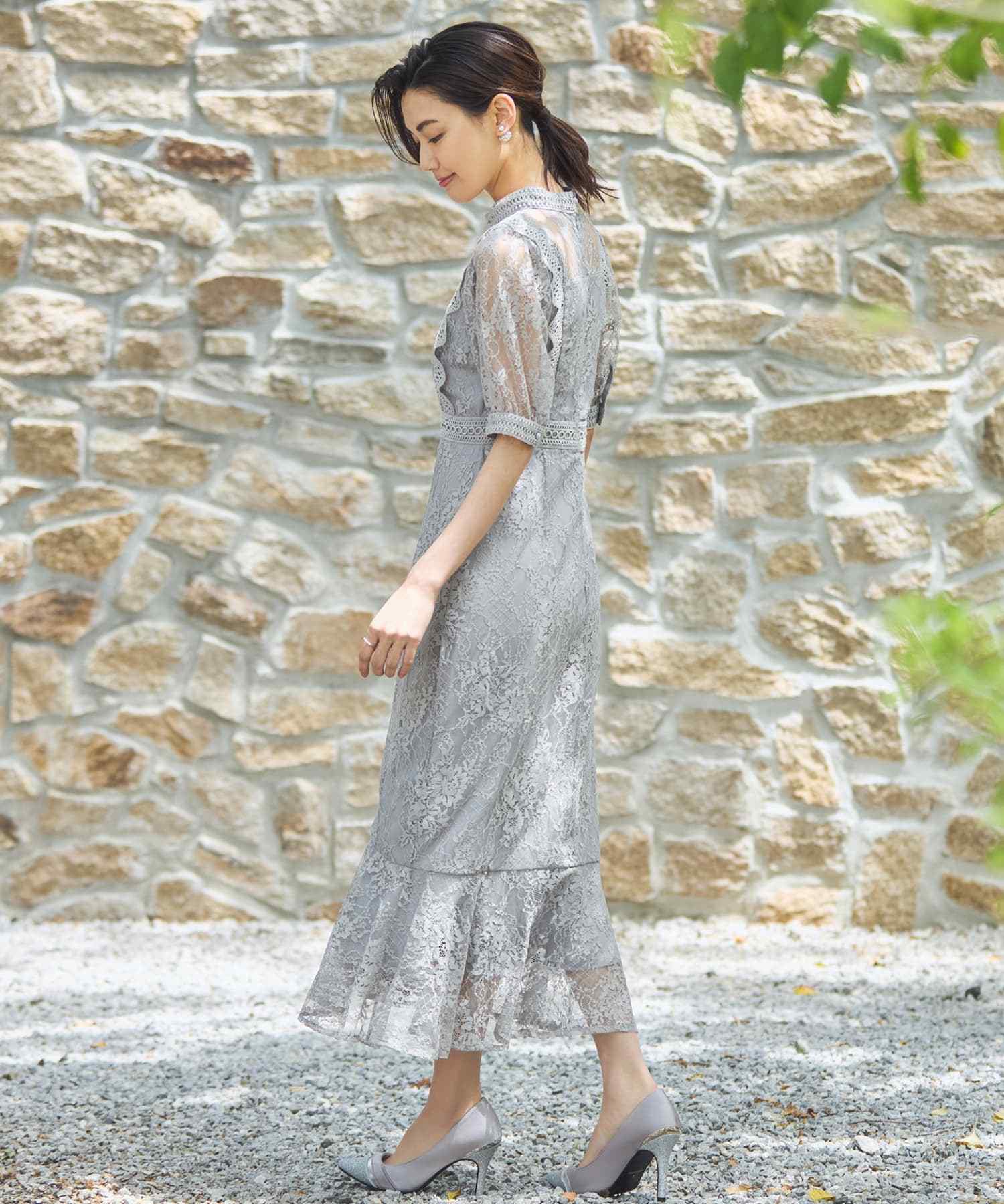 DRESS+ One-piece dress, lace, tight, wedding, 5/8 sleeve