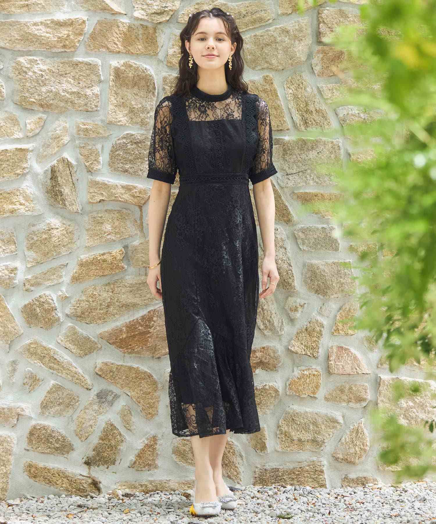 DRESS+ One-piece dress, lace, tight, wedding, 5/8 sleeve
