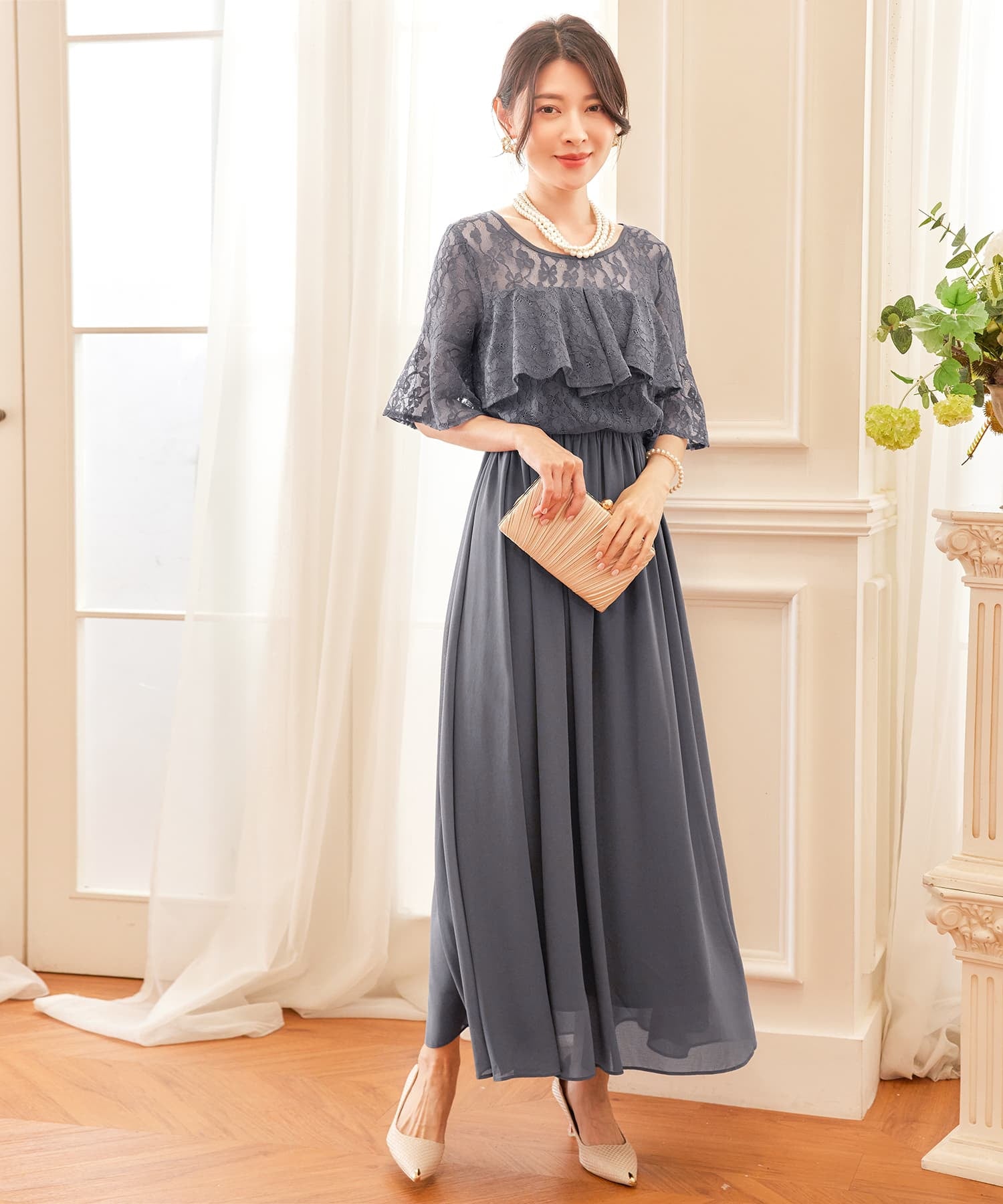 ドレスプラス DRESS+ パーティードレス ワンピース 体型カバー 結婚式