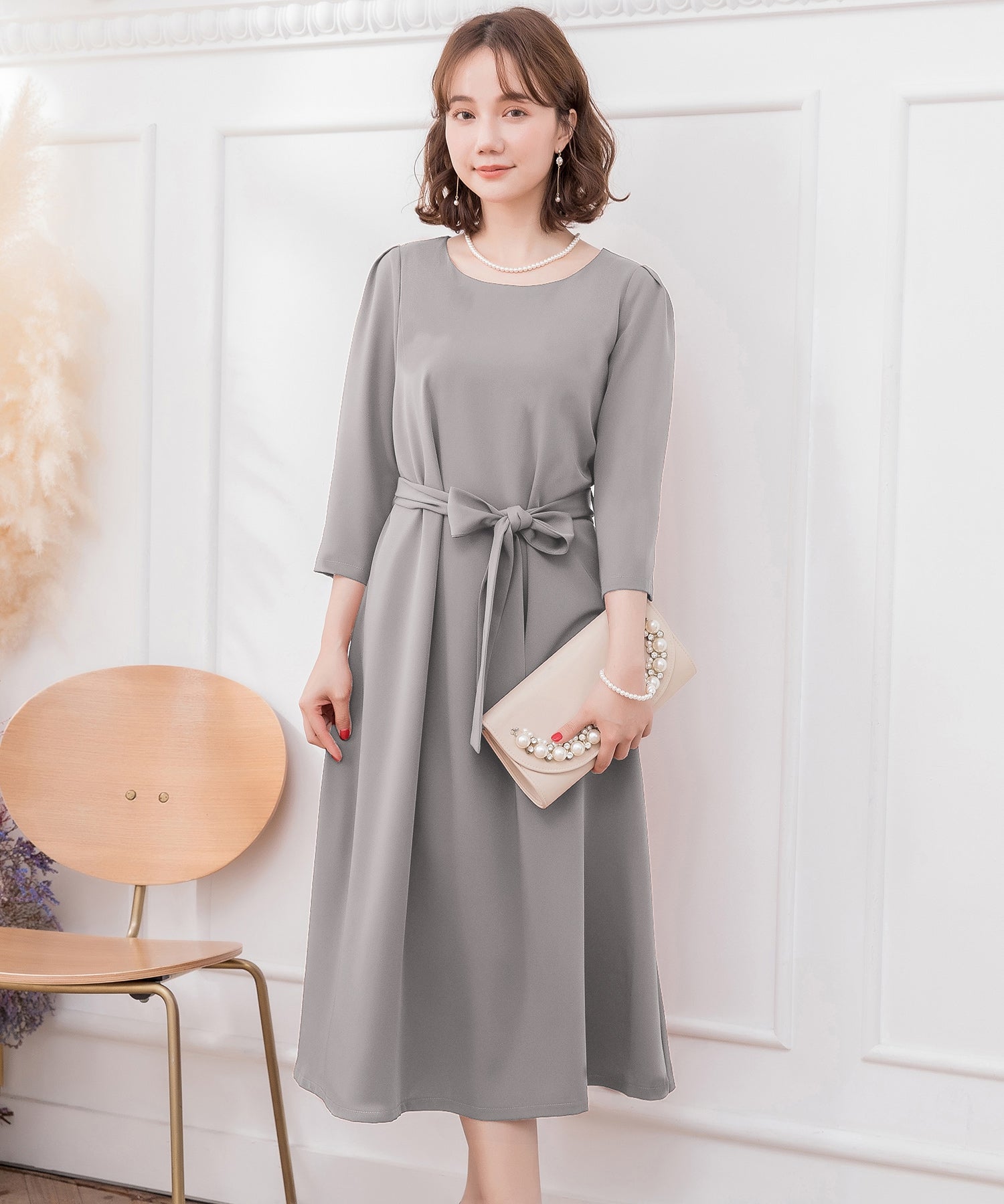 ドレスプラス DRESS+ フレアロング丈結婚式ワンピース
