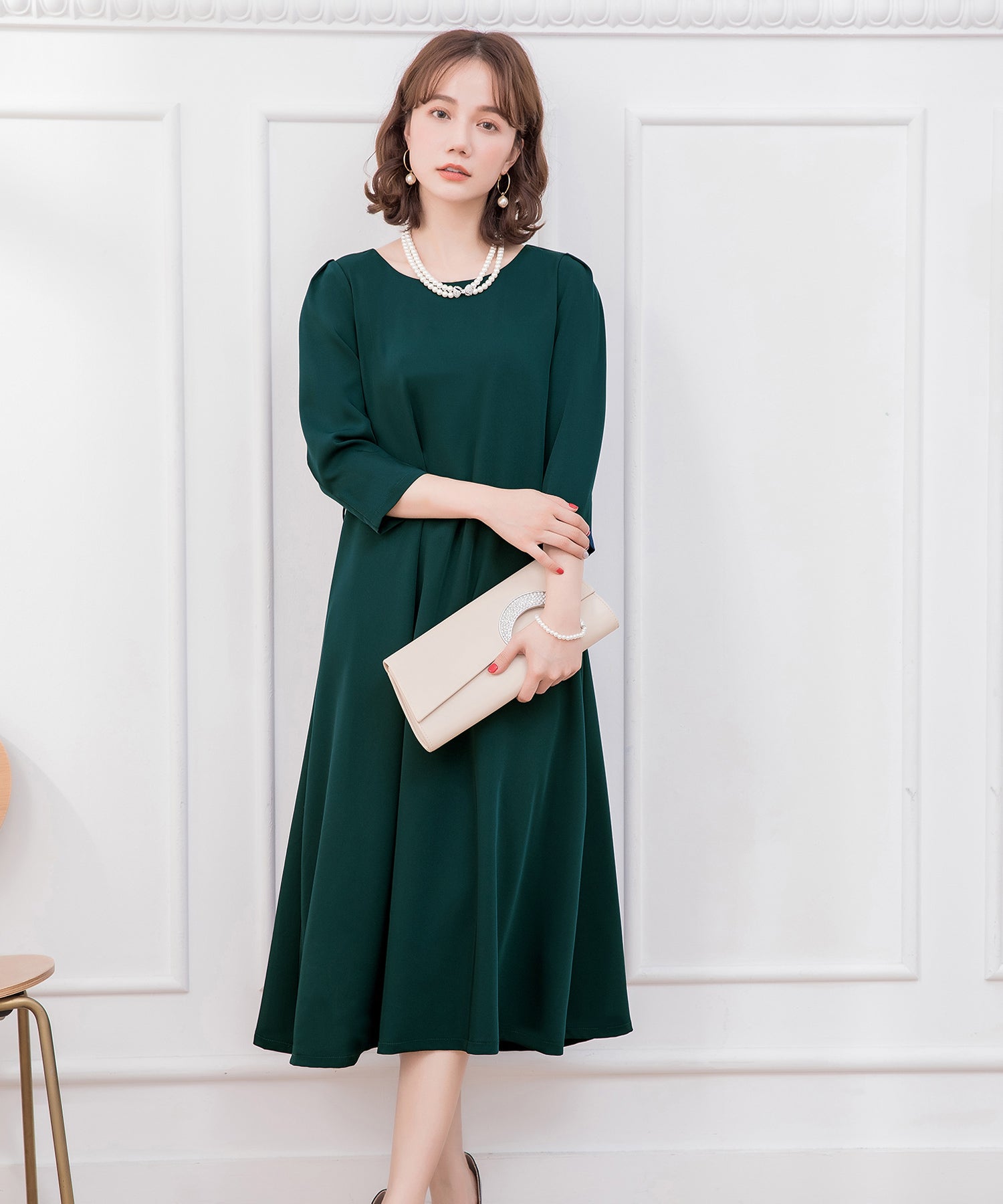 ドレスプラス DRESS+ フレアロング丈結婚式ワンピース