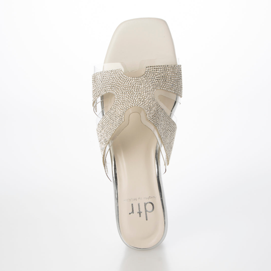 DTR Daughter by MUUM Rhinestone Clear Heel Mule Sandals
