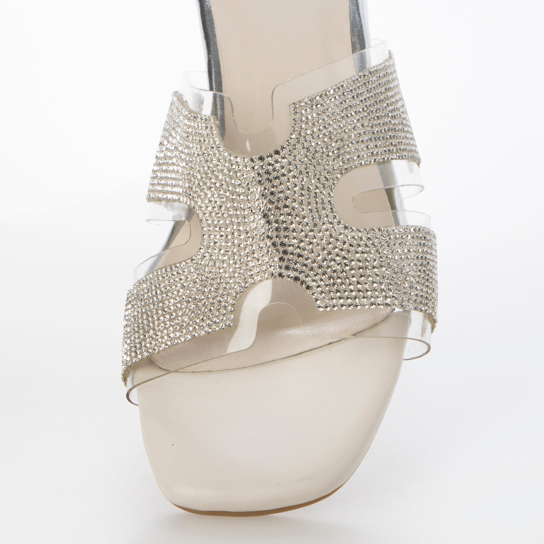 DTR Daughter by MUUM Rhinestone Clear Heel Mule Sandals