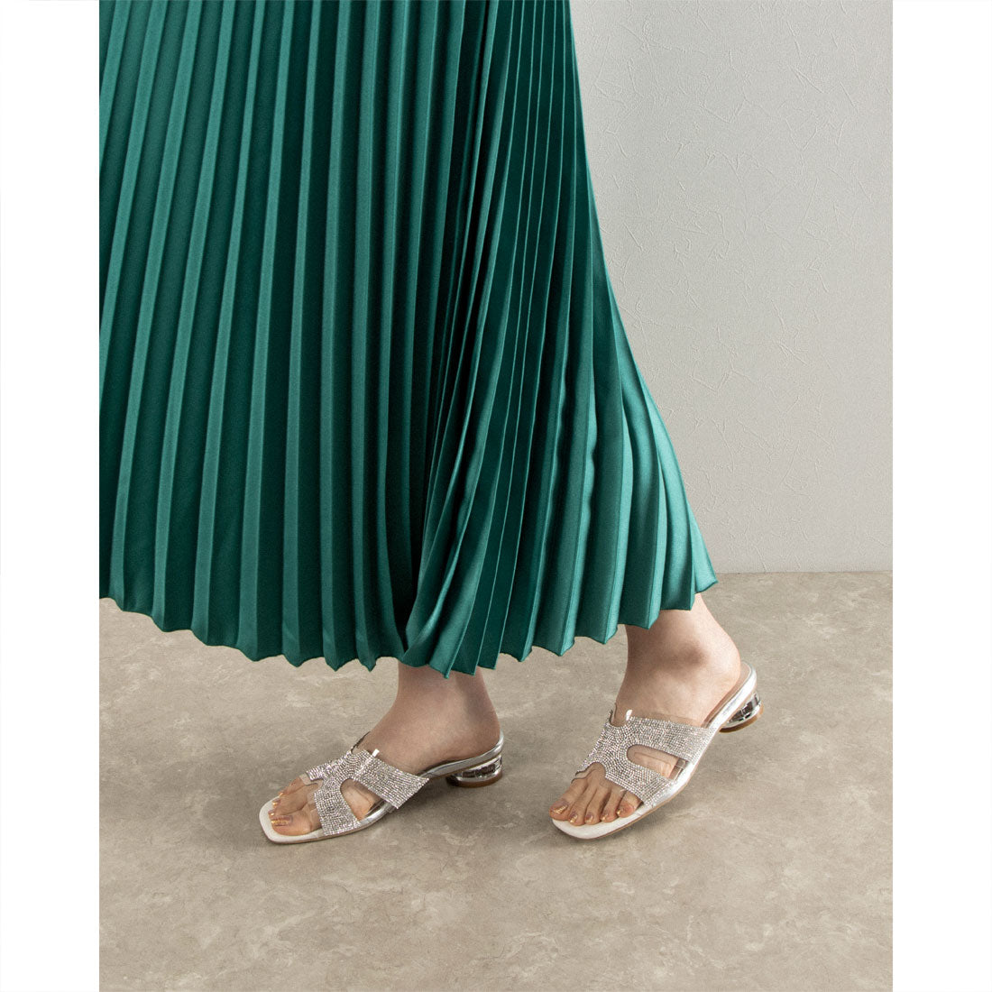 DTR Daughter by MUUM Rhinestone Clear Heel Mule Sandals