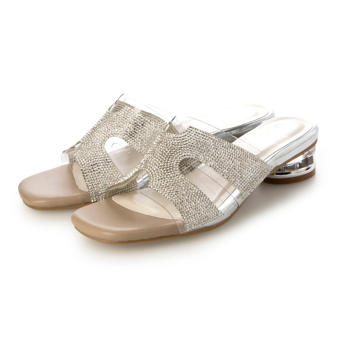 DTR Daughter by MUUM Rhinestone Clear Heel Mule Sandals