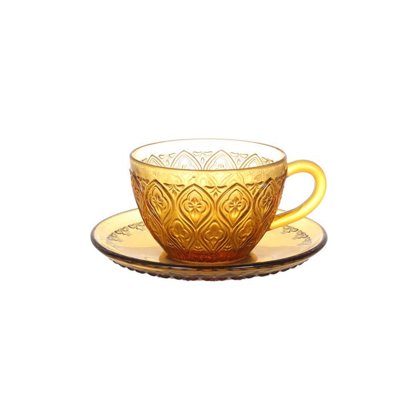 ダルトン DULTON GLASS CUP & SAUCER ''FIORE'' 【返品不可商品】 （AMBER） AMBER