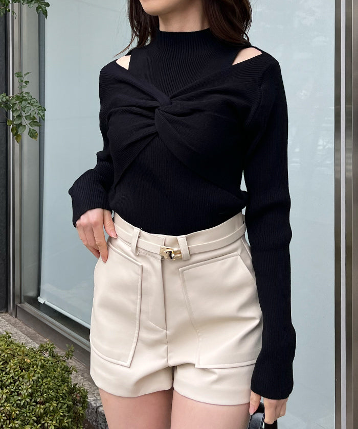 Ambient Front Twist Layered Design Knit