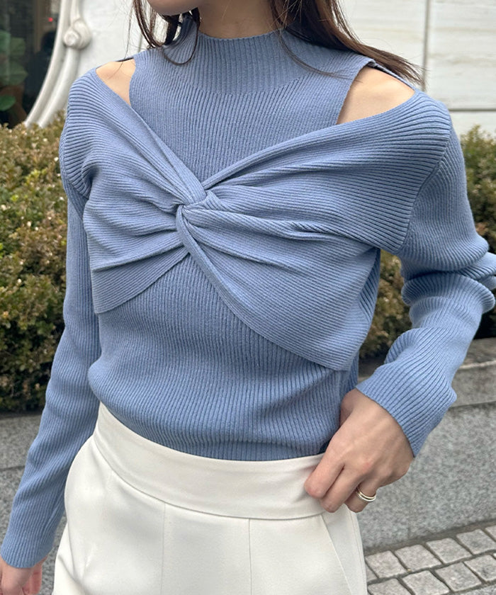 Ambient Front Twist Layered Design Knit