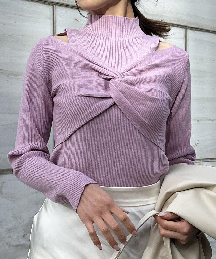 Ambient Front Twist Layered Design Knit